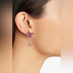 BaubleBar Love On The Rocks Martini Glass Pink Crystal Stud Earrings